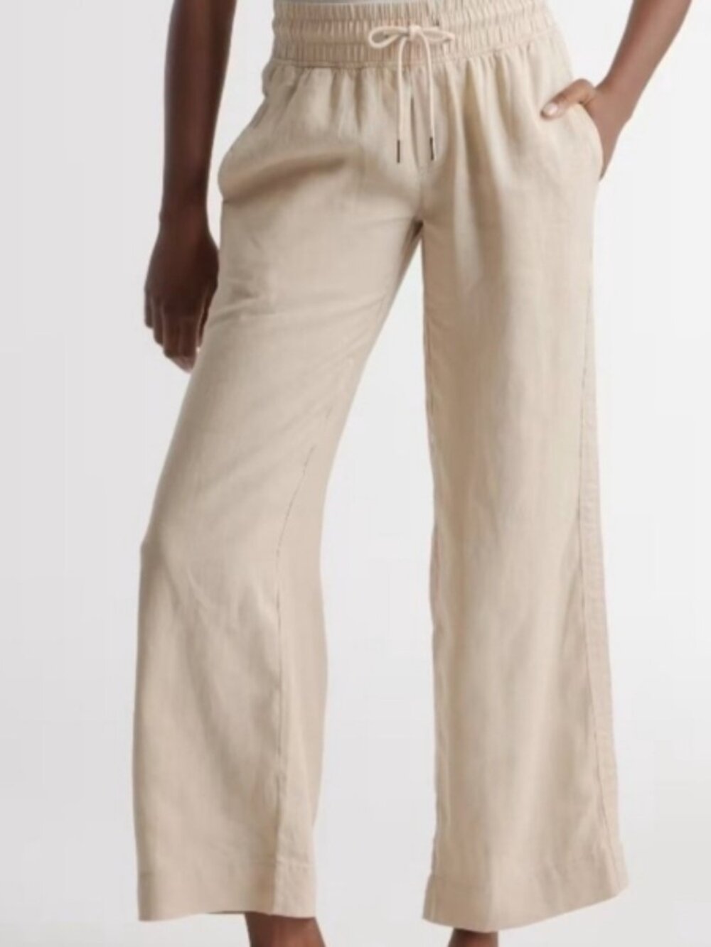 Quince 100% European Linen Wide Leg Pants Driftwood Tan S